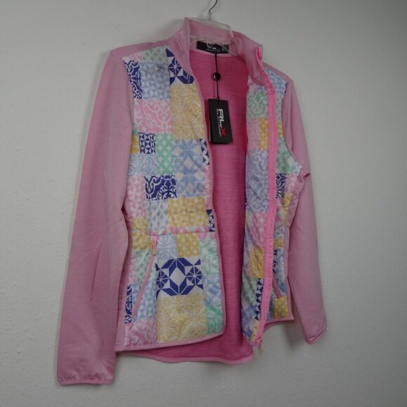 RLX Ralph Lauren Jacket Women's Size S Pink Golf Full Zip Lightweight Patchwork - Picture 3 of 10
